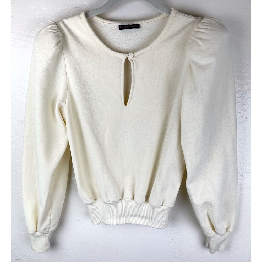 Vintage Levis Strauss & Co sweater shoulder pads 90s Cropped Rare S Sweatshirt